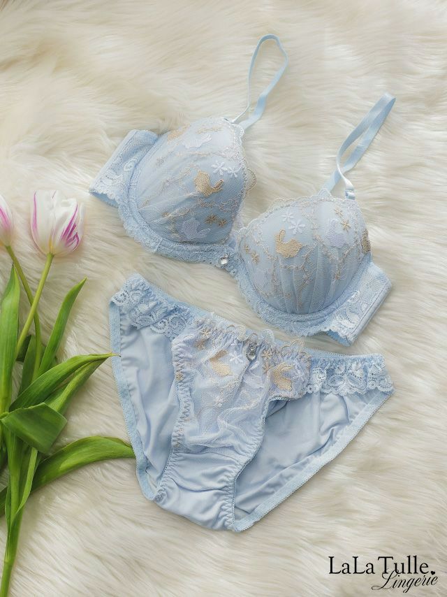 勝負下着 レース バニー 刺繍 カップ ブラジャー＆ショーツ 2点セット