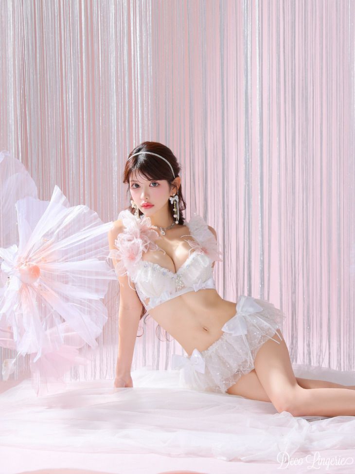Deco Lingerie デコランジェリー ランジェリー 3点セット ホワイト 勝負下着】【Deco Lingerie/デコランジェリー】ランジェリー フェザー