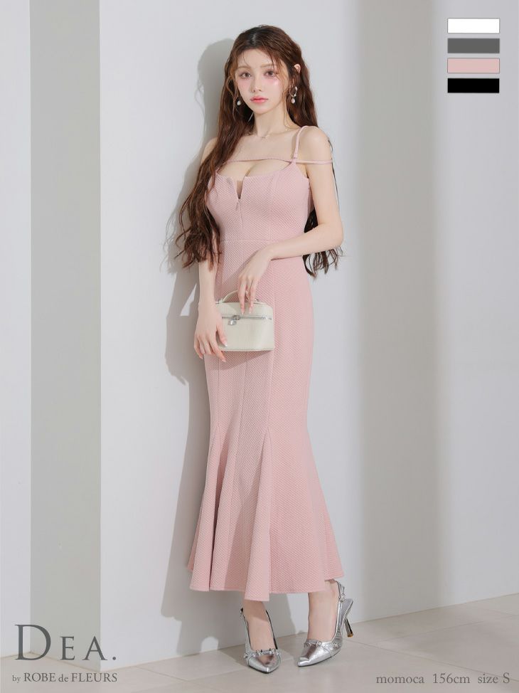 キャバドレス DEA.by ROBE de FLEURS ディア キャミソール デコルテコード バックオープン キルティング エレガント バストカット マーメイドロングドレス