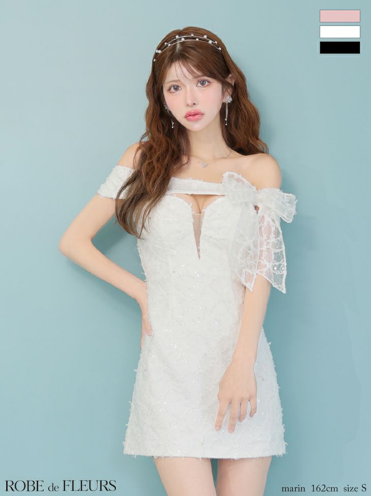 ROBEdeFLEURS/ローブドフルール】オフショルダー リボン レース バスト  