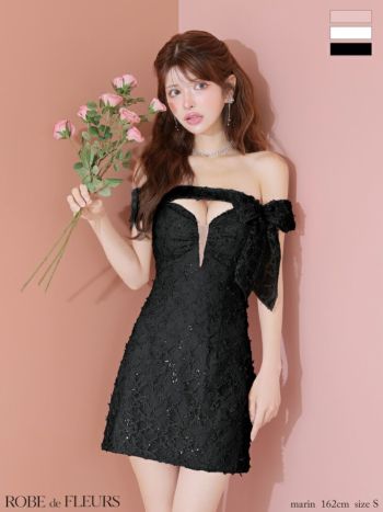 ROBEdeFLEURS フレアミニドレス SALE【ROBEdeFLEURS/ローブドフルール】レース×リボン バイ