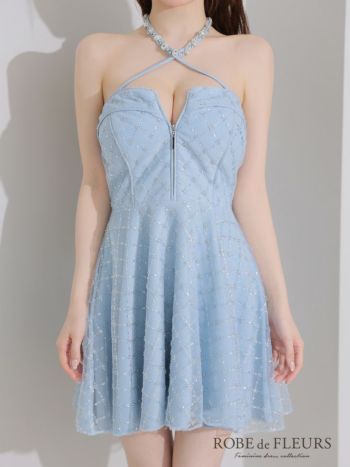 ローブドフルール 花柄ホルターネック ドレス Lサイズ 予約商品【1月中旬入荷予定】【ROBEdeFLEURS/ローブドフルール