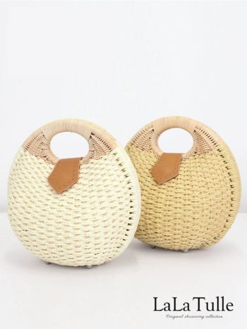 浴衣 小物 貝殻モチーフ ラタン ナチュラル かごバッグ