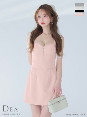 キャバドレス DEA. ROBE de FLEURS ディア ローブドフルール ワンカラー ノースリーブ シンプル ジップデザイン フレアミニドレス 