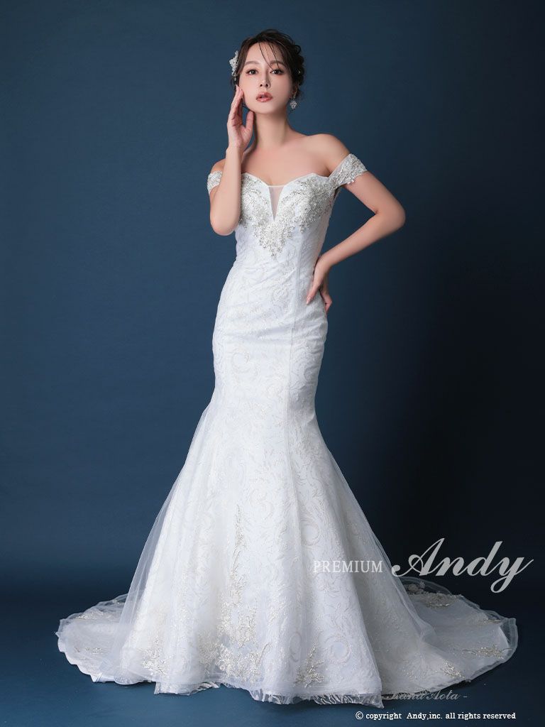 キャバドレス PREMIUM Andy オフショルダー スパンコール シースルー レースアップ フィッシュテール バースデー マーメイドロングドレス