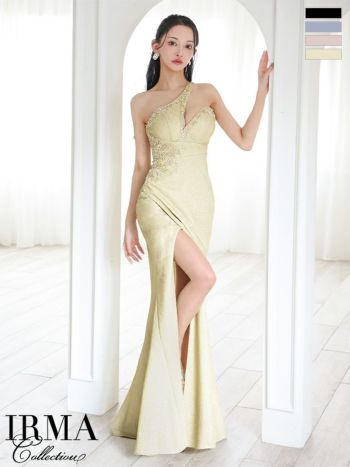 キャバドレス IRMA イルマ ワンショルダー スリット バストカット バックスピンドル タイトロングドレス