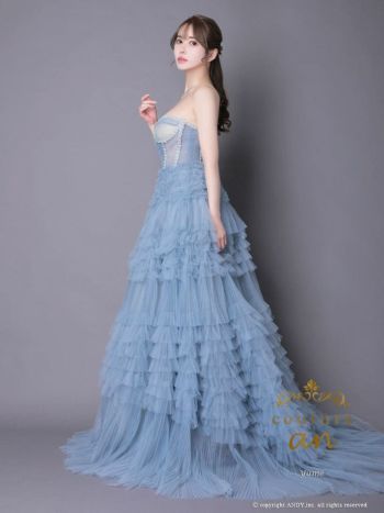 Mac Duggal*プリーツシフォン*フリル*ストラップレスドレス ストラップレスドレス - Mac Duggal