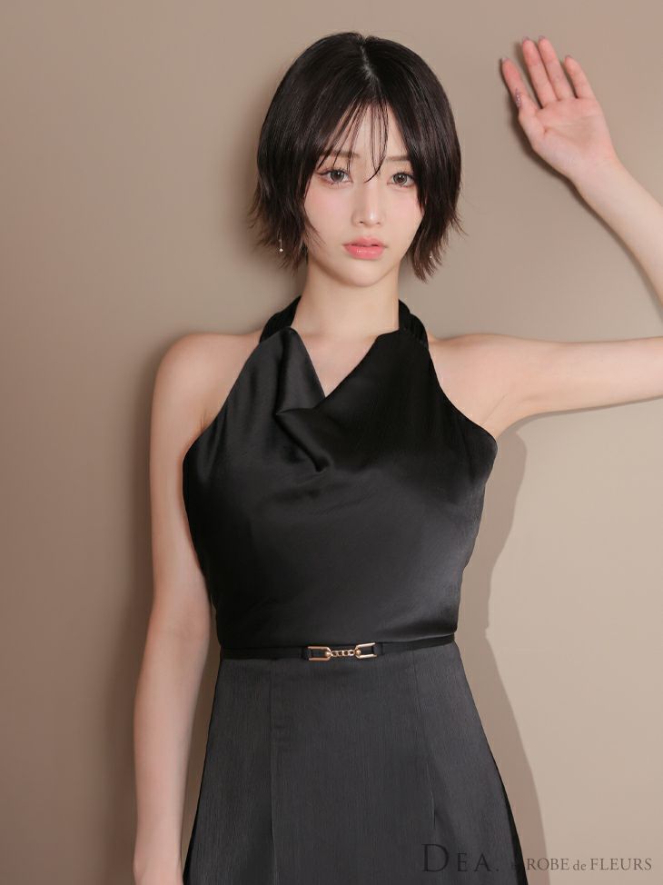 ROBE de FLEURS ホルターネックサテンワンピース 予約商品【2月上旬入荷予定】【DEA.by ROBE de FLEURS/ディア