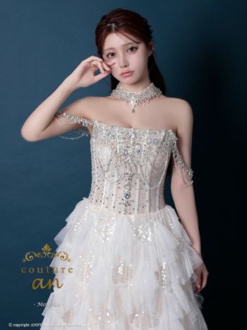 バースデー バースデードレス オフショルダー 華やか ティアード couture an/クチュール アン】チョーカー付き オフショルダー