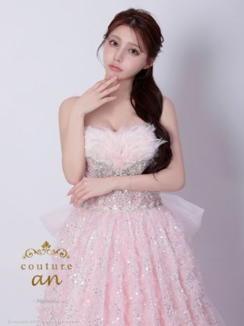 スパンコールがゴージャスなお花にリボンが可愛い ベア ドレス XSサイズあり【ROBE de FLEURS/ローブドフルール】襟付きリボン