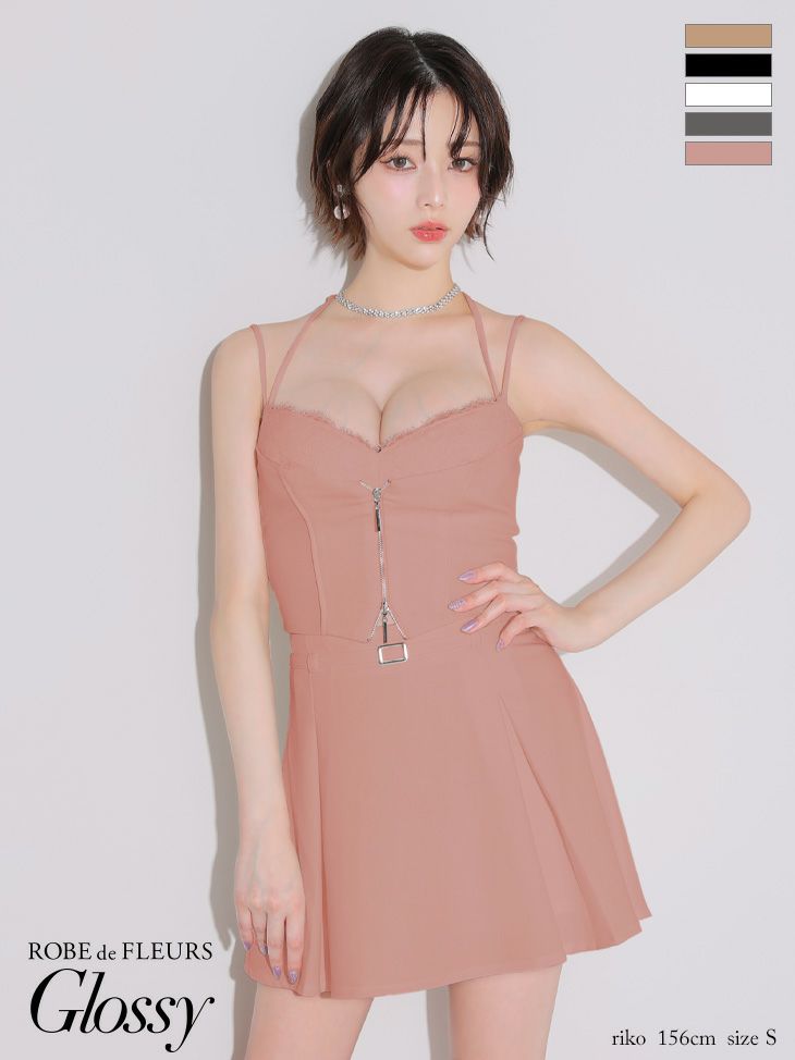 ROBE de FLEURS Glossyグロッシードレスマゼンタピンクフラワー ROBE de FLEURS Glossyグロッシードレスマゼンタピンクフラワー