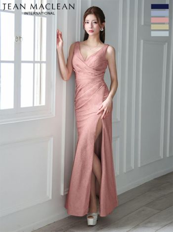 キャバドレス JEANMACLEAN ジャンマクレーン スリット クロスデザイン ワンカラー ノースリーブ タイトロングドレス