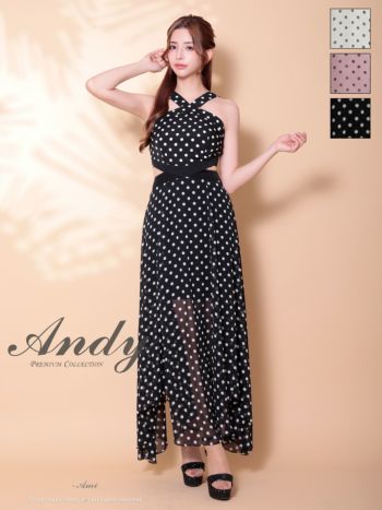 Andy ホルターネックドレス◎値下げしました Andy/アンディ】カットアウト ドット柄 シフォン ホルターネック