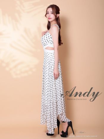 Andy/アンディ】カットアウト ドット柄 シフォン ホルターネック