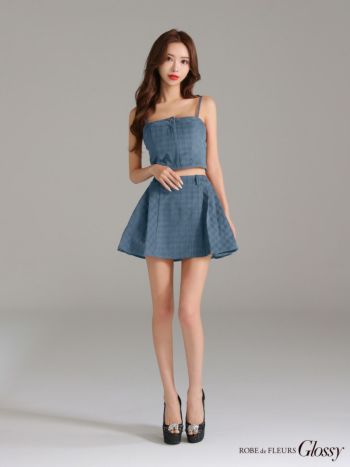 ROBE de FLEURS グロッシーチェック柄ドレス Glossy by ROBE de FLEURS/グロッシー】セクシー オープンバスト