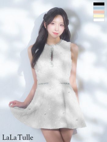 ROBE de FLEURS ガーリードットチュール フレアミニドレス ROBE de FLEURS ローブドフルール ガーリードットチュールドレス