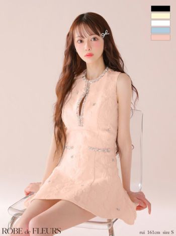 ROBE de FLEURS ピンクノースリーブドレス XSサイズあり【Glossy/グロッシー】ノースリーブ/ バスト