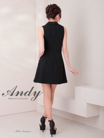 Andy ブラックドレス Andy/アンディ】ジップデザイン ノースリーブ プリーツ 飾り
