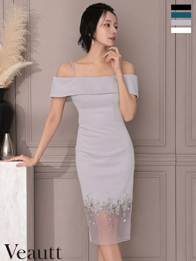 上品ベージュ♪MAC DUGGAL ワンショルダー フラワーレースドレス XS-Lサイズあり【SETTAN/セッタン】フラワーレース/ フリル