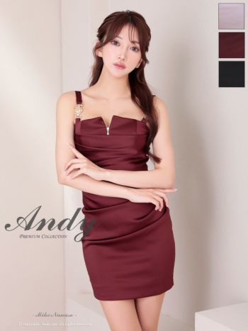 Andy/アンディ】ワンカラー ジップデザイン ノースリーブ ドレープ