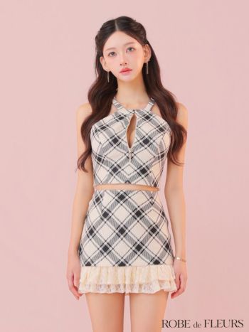 ROBE de FLEURS チェック柄ミニドレス sugarコラボ商品☆【XSサイズあり】【ROBE de FLEURS/ローブド