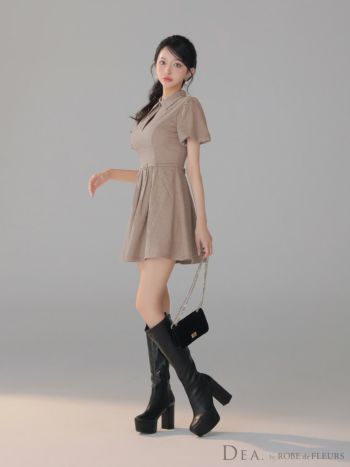 DEA.by ROBE de FLEURS/ディア】半袖 ウエストベルト 襟付き ワッフル