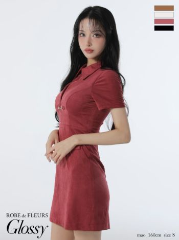 ROBE de FLEURS Glossy/グロッシー　タイトミニドレス Glossy by ROBE de FLEURS/グロッシー】フロントロック× バイカラー