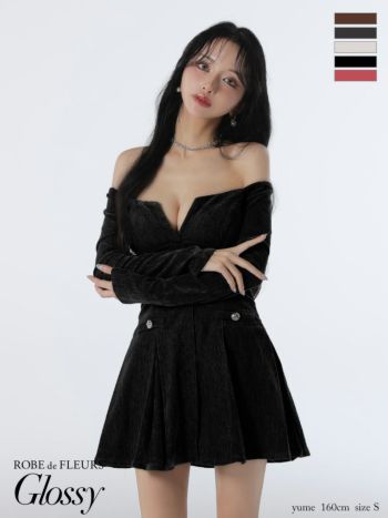 Glossy by ROBE de FLEURS/グロッシー】フロントジップ オフショルダー