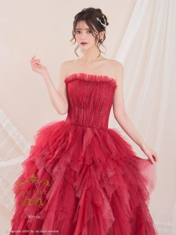 couture an/クチュール アン】ベアトップ ワンカラー フリル チュール