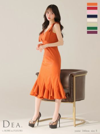 キャバドレス DEA. ROBE de FLEURS ディア ローブドフルール マーメード ノースリーブ ショルダーリボン タイト 膝丈ドレス