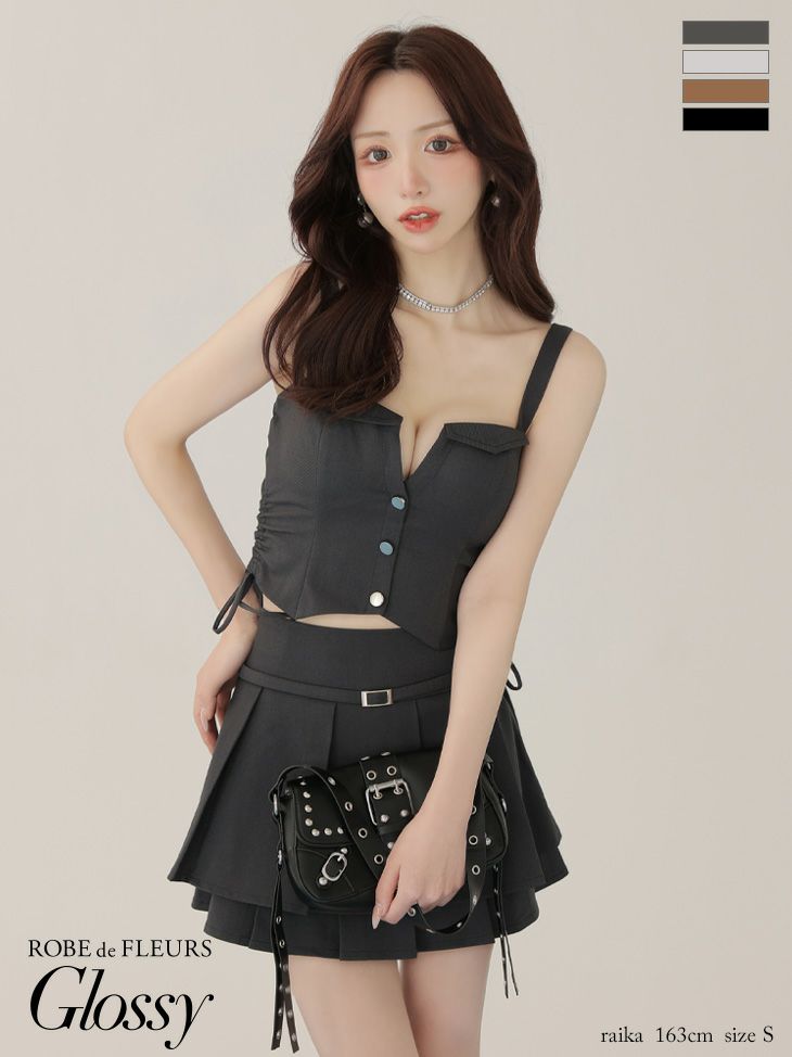 ROBE de FLEURS Glossy韓国アイドル風　セットアップ　デニム ☆予約商品☆【9月下旬入荷予定】【XSサイズあり】ジップ