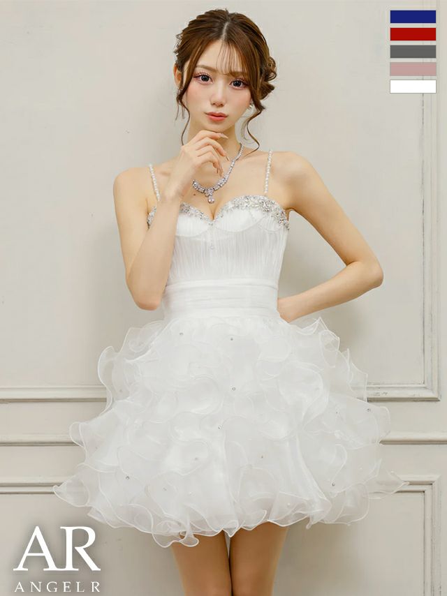 AngelR フリルビジューネックドレス AngelR フリルビジューネックドレス
