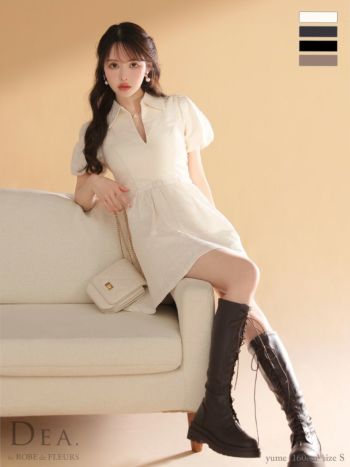 DEA.by ROBE de FLEURS/ディア】襟付き ワッフル素材 半袖 ウエスト