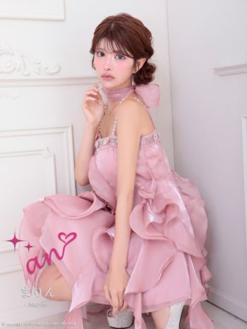 an/アン】 チョーカーリボン サテン フリル ビジュー アシンメトリー