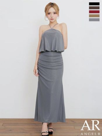 キャバドレス Angel R エンジェルアール チャーム ラメ エレガント ホルターネック タイトロングドレス