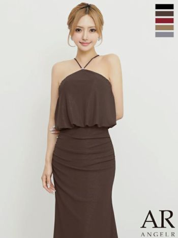 キャバドレス Angel R エンジェルアール ラメ エレガント ホルターネック チャーム タイトロングドレス