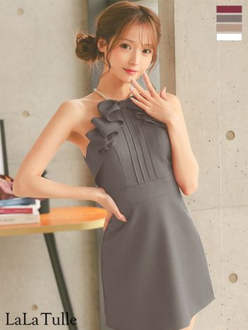 キャバドレス Angel R エンジェルアール パールショルダー フリルリボン キャミソール ガーリー フレアミニドレス