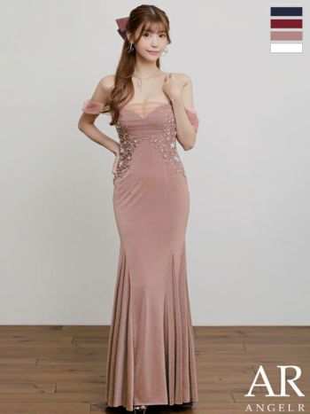 キャバドレス Angel R エンジェルアール フラワーレース セクシー 2way オフショルダー 肩あき ビジュー ラメ マーメイドロングドレス