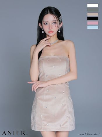 キャバドレス anier.ROBE アニエルローブ シンプル ベア バックオープン ビジュー セクシー タイトミニドレス