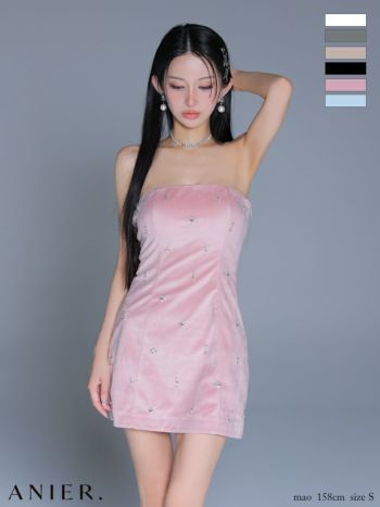 キャバドレス anier.ROBE アニエルローブ バックオープン ビジュー セクシー ベア シンプル タイトミニドレス