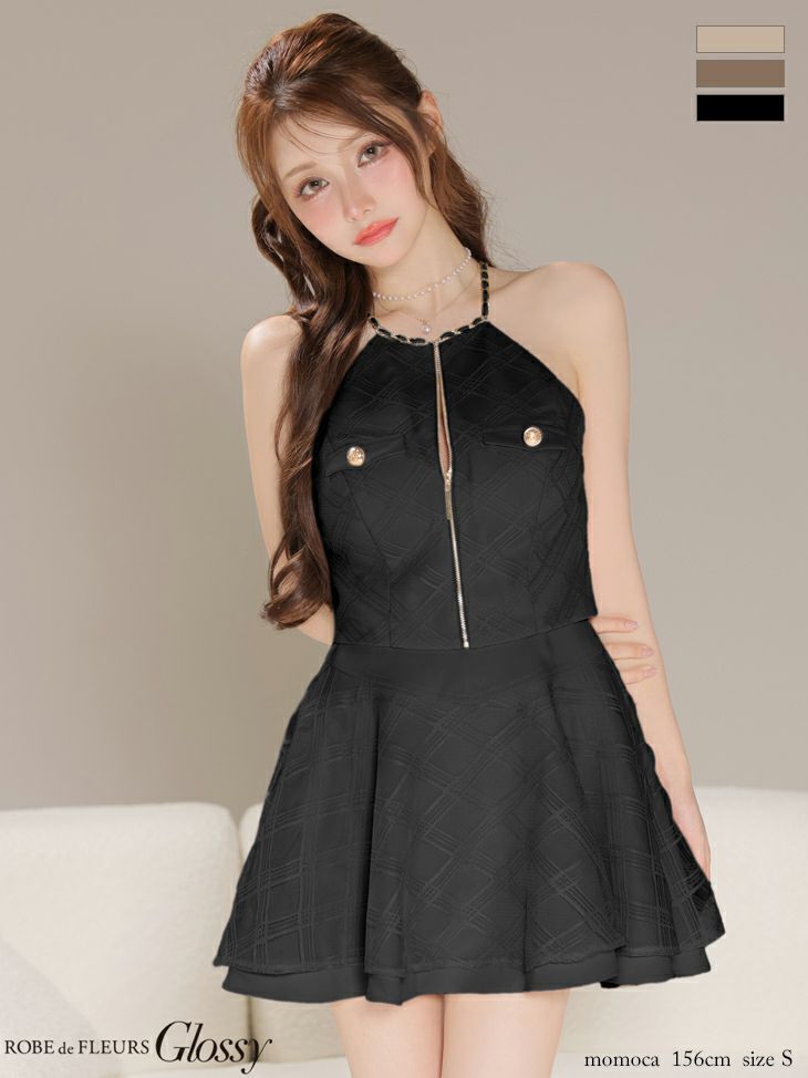 Glossy by ROBE de FLEURS/グロッシー】ジップデザイン チェック柄