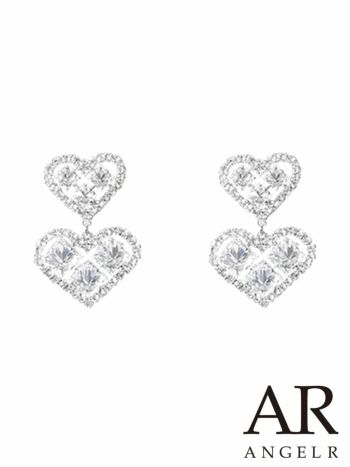 アクセサリー Angel R エンジェルアール ダブルハート フェミニン ストーン イヤリング