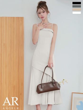 キャバドレス Angel R エンジェルアール キャミソール アシンメトリーデザイン シフォン ラメ ドット柄 エレガント タイトロングドレス