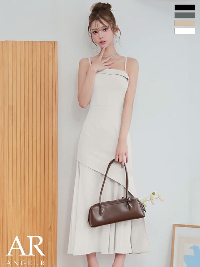 キャバドレス Angel R エンジェルアール キャミソール アシンメトリーデザイン シフォン ラメ ドット柄 エレガント タイトロングドレス