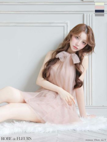 キャバドレス ROBEdeFLEURS ローブドフルール ホルターネック リボン ベルト チュール セットアップ ガーリー フレアミニドレス