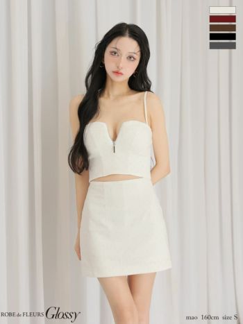 glossyキャミソールストータイトミニドレス Glossy by ROBE de FLEURS/グロッシー】キャミソール ジップデザイン