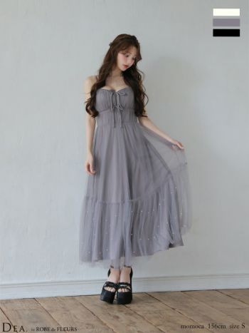 ROBEdeFLEURS/ローブドフルール】キャミソール ドット柄 パールリボン