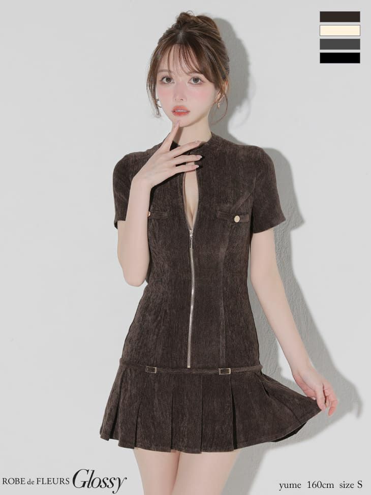 キャバドレスRobe de Fleurs Glossy 半袖ミニワンピース キャバドレス