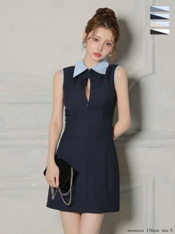 ROBEdeFLEURS/ローブドフルール】キーホールカット 襟付き