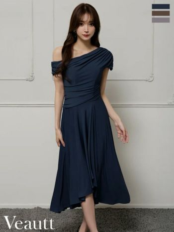 キャバドレス Veautt ヴュート アシンメトリー ドレープ ワンショルダー エレガント Aラインロングドレス